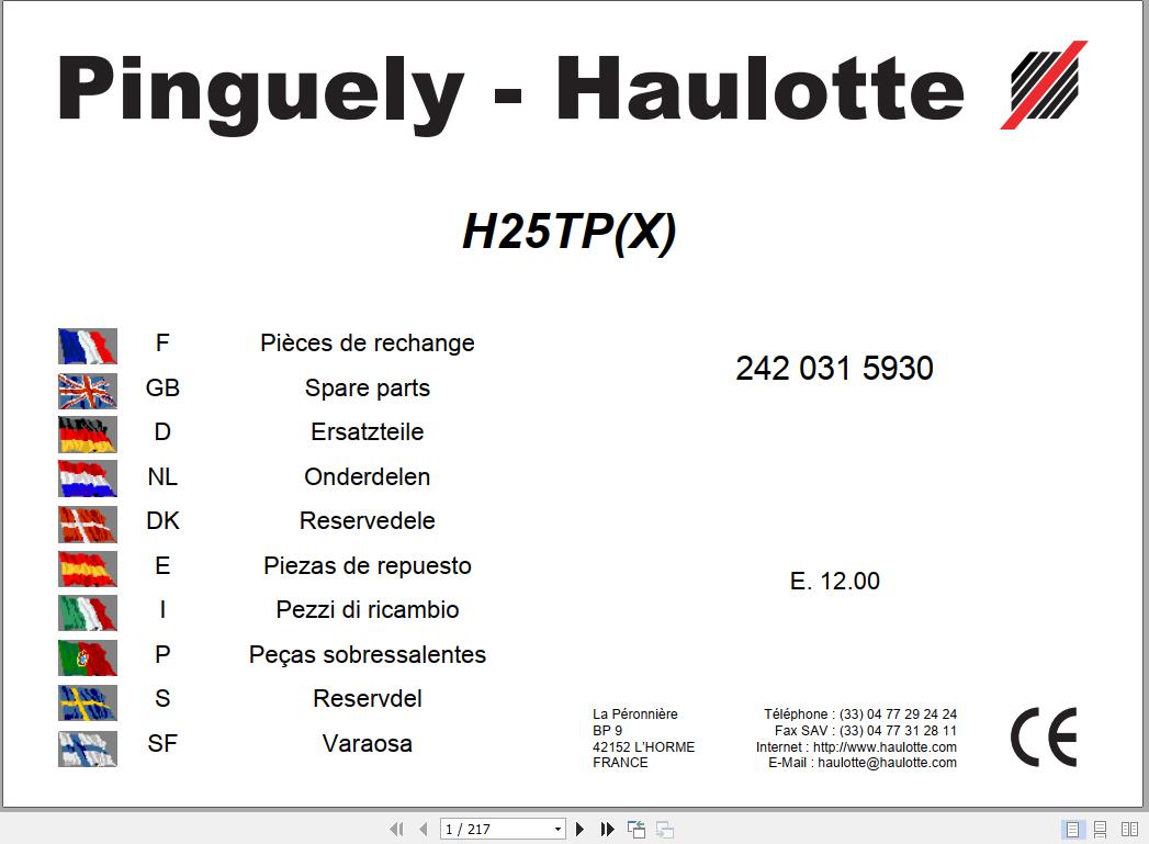 Haulotte Scissor Lift H25TP Parts Manual2420315930 1