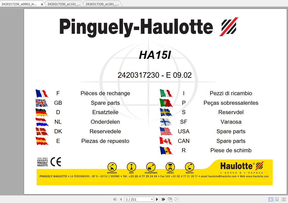 Haulotte Scissor Lift HA15I Parts Manual2420317230 1