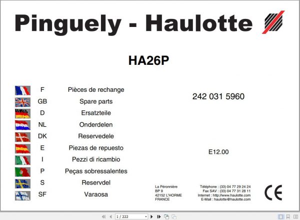 Haulotte Scissor Lift HA26P Parts Manual 1