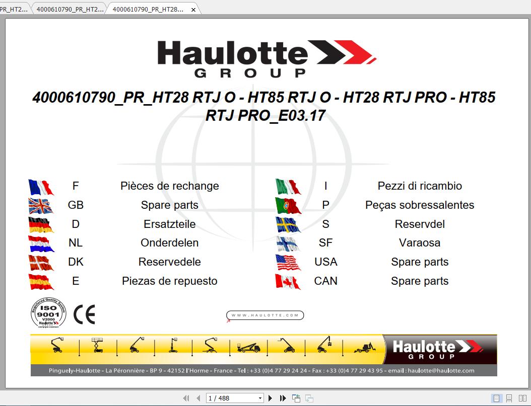 Haulotte Scissor Lift HT28 85RTJ PRO Parts Manual4000610790 1