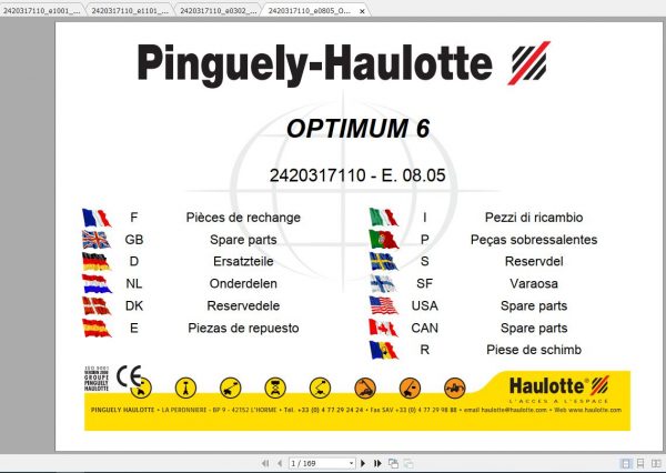 Haulotte Scissor Lift Optimum 6 Optimum 8 Parts Manual 1