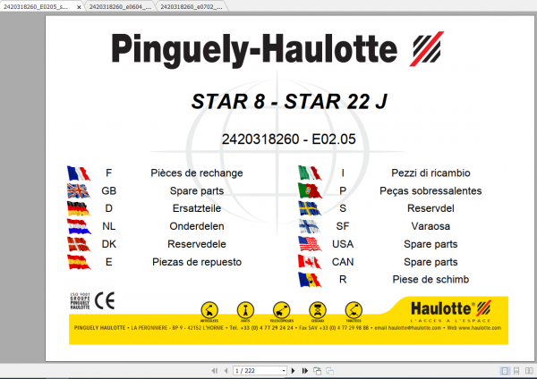 Haulotte Scissor Lift Star 8 Star 22J Parts Manual 1