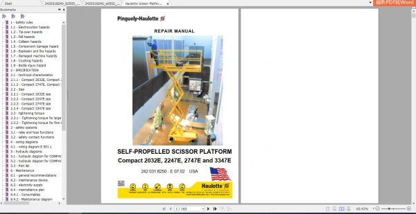Haulotte Self Propelled Scissor Platform Repair Manual 1