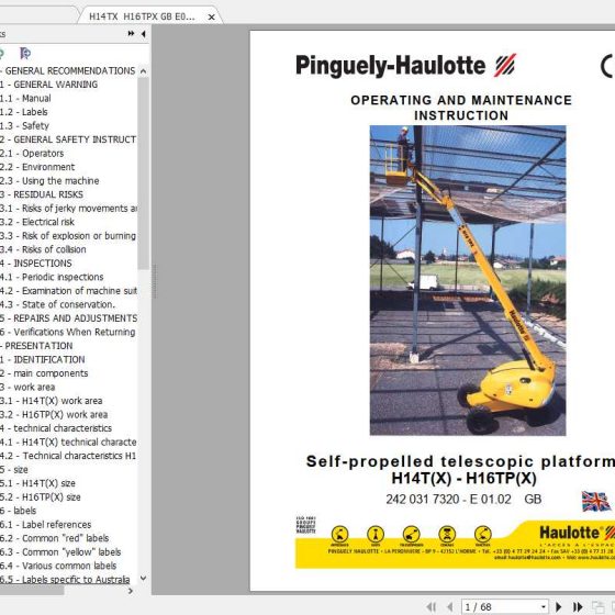 Haulotte Articulated Boom Lift 45XA, 55XA Maintenance Manual_4001031450