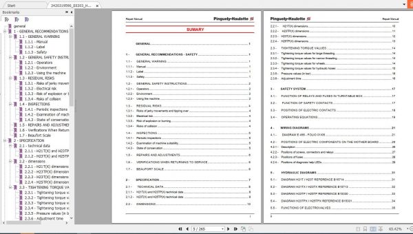 Haulotte Self Propelled Lift H212325 TPX Repair Manual2420319590 2