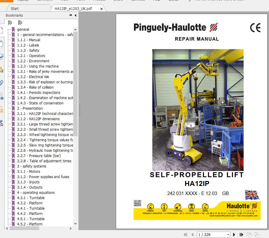 Haulotte Self Propelled Lift HA12IP Repair Manual 1