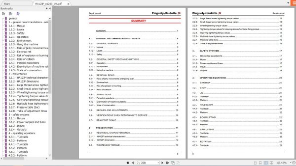 Haulotte Self Propelled Lift HA12IP Repair Manual 2