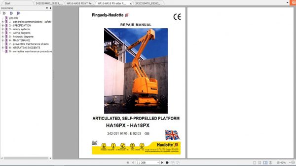 Haulotte Self Propelled Lift HA16PX HA18PX Repair Manual 1
