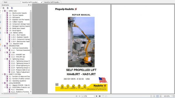 Haulotte Self Propelled Lift HA46JRT HA51JRT Repair Manual 1