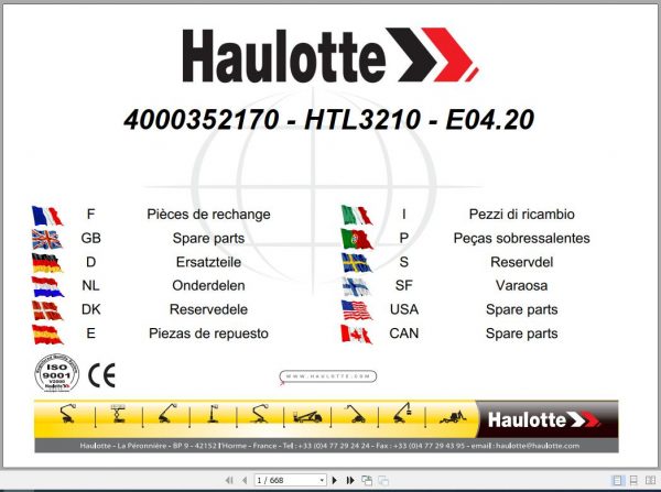 Haulotte Telehandler HLT3210 Spare Parts4000352170 1