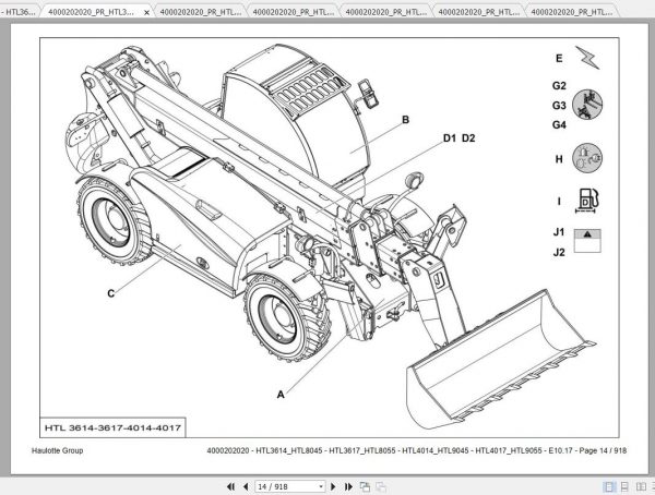 Haulotte Telehandler HTL3614 9055 Parts Manual4000202020 2