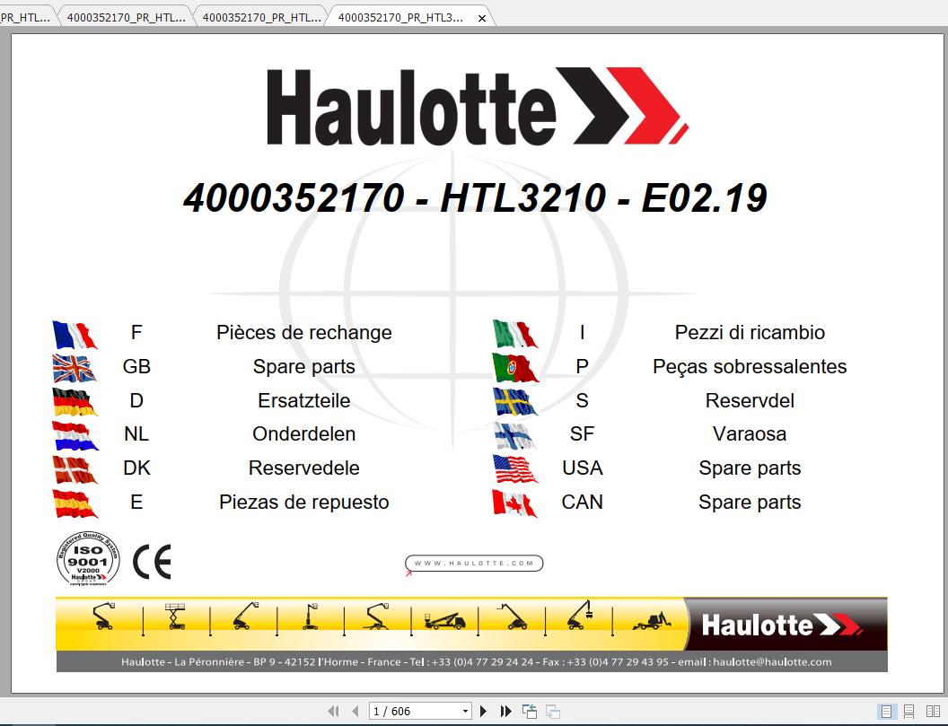 Haulotte Telescopic Boom HTL3210 Parts Manual 1