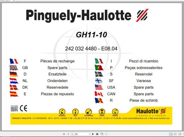 Haulotte Terrain Cranes GH11 10 Parts Manual2420324480 1