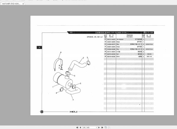 Heli Forklift CPCD H2000 4t 5t Parts Manual 2
