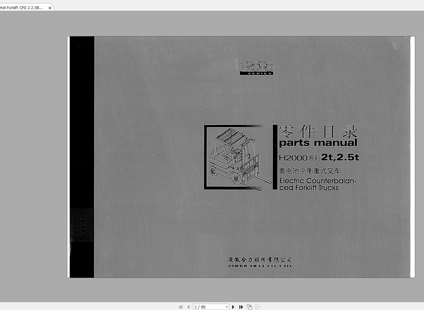Heli Forklift CPD 2 25BEH Parts Manual 1