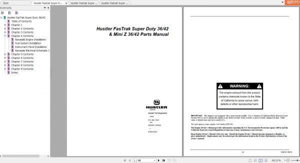 Hustler Fastrak Super Duty 36 42 Parts Manual 1