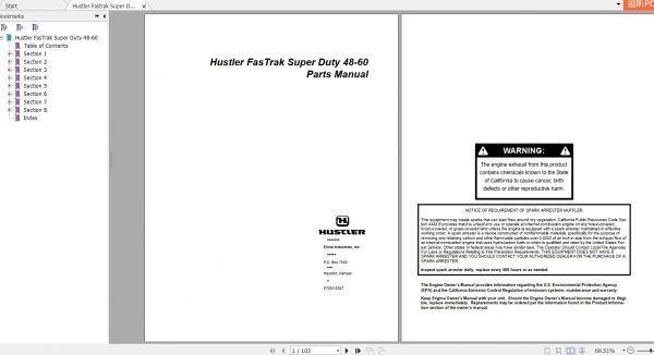 Hustler Fastrak Super Duty 48 60 Parts Manual109188 1