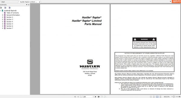 Hustler Raptor Limited Parts Manual117164 1