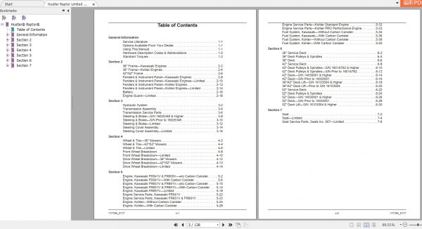 Hustler Raptor Limited Parts Manual117164 2