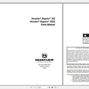 Hustler Raptor SD SDX Parts Manual118791 1
