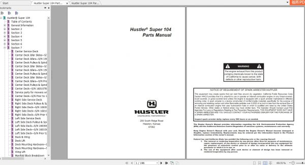 Hustler Super 104 Parts Manual 1cCO94