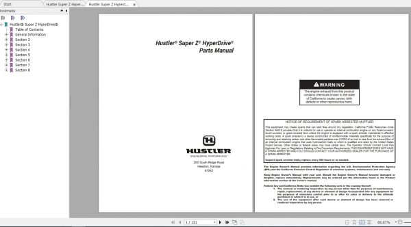 Hustler Super Z Hyperdrive Parts Manual 1