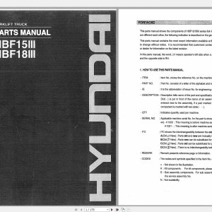 Hyundai Forklift HBF15III HBF18III Parts Manual 1