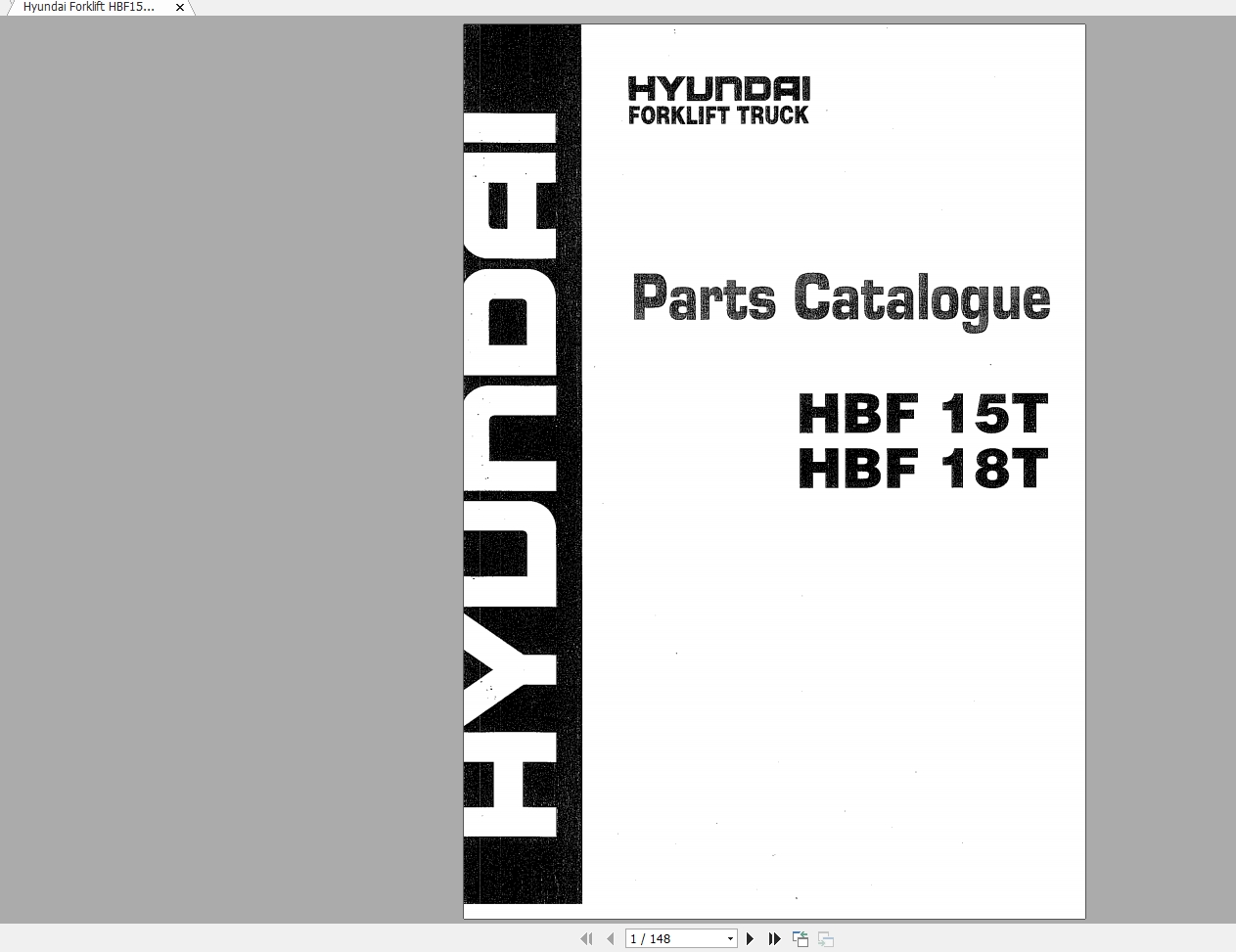 Hyundai Forklift HBF15T HBF18T Parts Manual 1