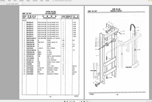 Hyundai Forklift HBF15T HBF18T Parts Manual 3