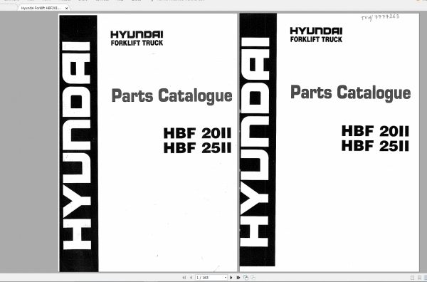Hyundai Forklift HBF20II HBF25II Parts Manual 1