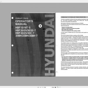 Hyundai Forklift HBFBH15 32BH Series Operators Manual 1