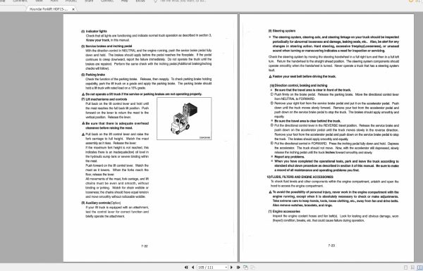 Hyundai Forklift HDF15 18III FLF15 30II III Operators Manual 4