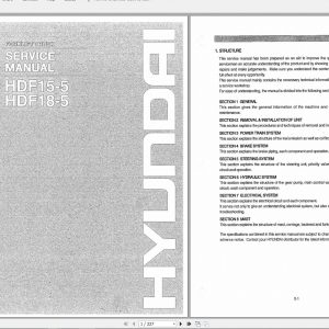 Hyundai Forklift HDF15 5HBF18 5 Service Manual 1