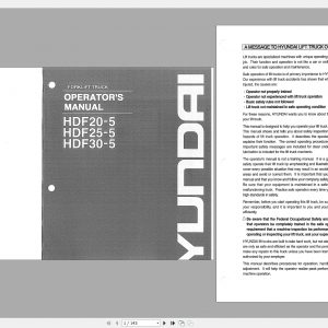 Hyundai Forklift HDF20 5HDF25 5HDF30 5 Operators Manual 1
