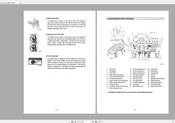 Hyundai Forklift HDF20 5HDF25 5HDF30 5 Operators Manual 2