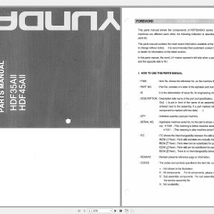 Hyundai Forklift HDF35AIIHDF45AII Parts Manual 1s1I2S