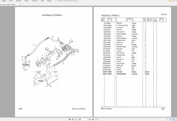 Hyundai Forklift HDF50A HDF70A Parts Manual 2