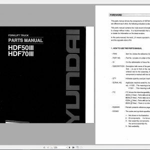 Hyundai Forklift HDF50III HDF70III Parts Manual 1
