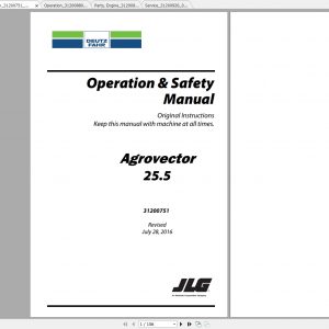 JLG Deutz Fahr Agrovector 255 Operators Service Parts Manuals 1