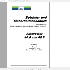JLG Deutz Fahr Agrovector 408 409 Operators Service Parts Manuals 1