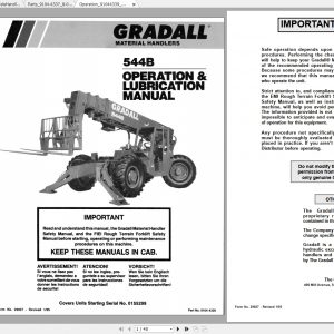 JLG Gradall TeleHandler 534B Operators Service Parts Manuals 1