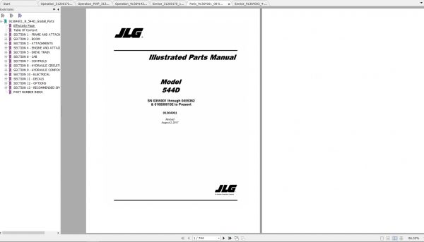 JLG Gradall TeleHandler 544D 10 Operators Service Parts Manuals 3