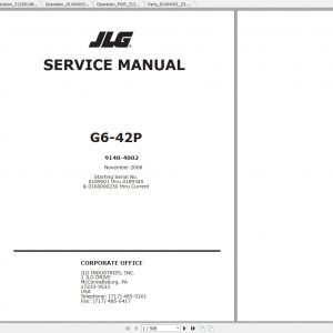 JLG Gradall TeleHandler G6 42P Operators Service Parts Manuals 1