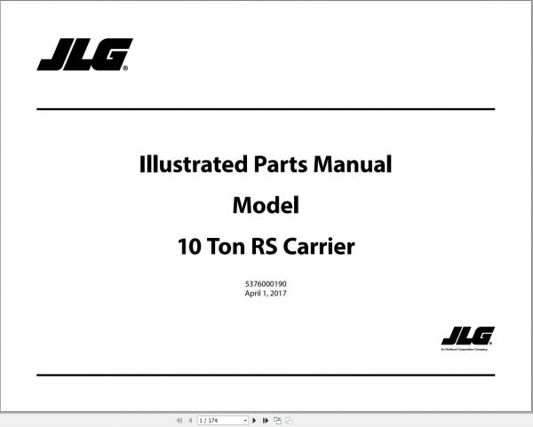 JLG 10 Ton RS Carrier Operation Parts Manuals 2