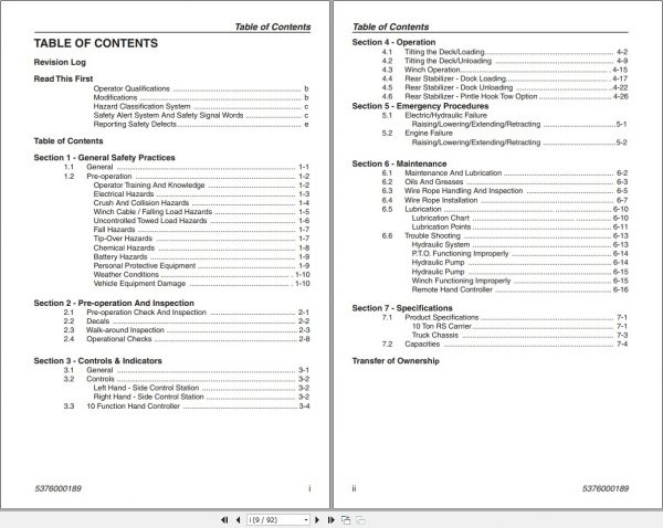 JLG 10 Ton RS Carrier Operation Parts Manuals 3