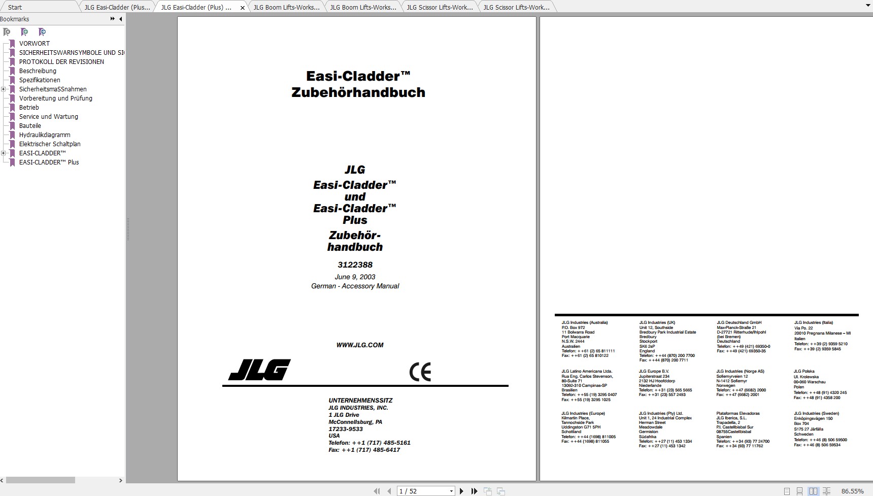 JLG Accessories Manuals, Operation & Parts Manuals