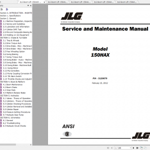JLG Boom Lift 150HAX Operation Service Parts Manuals 1