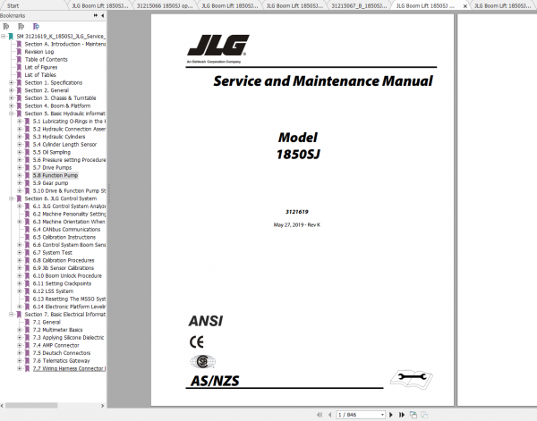 JLG Boom Lift 1850SJ Operation Service Parts Manuals 2