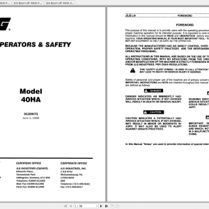 JLG Boom Lift 40HA Operation Service Parts Manuals 1