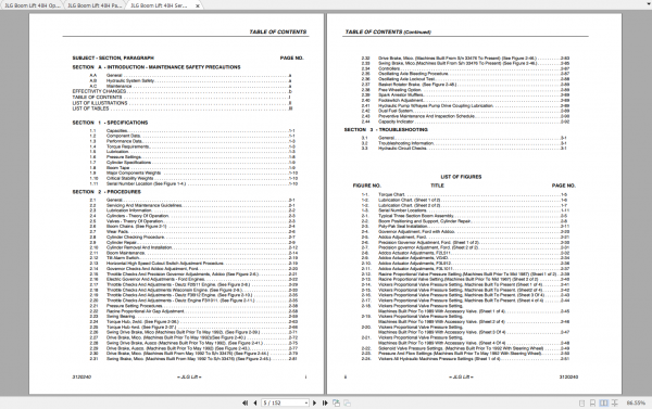 JLG Boom Lift 40H Operation Service Parts Manuals 2